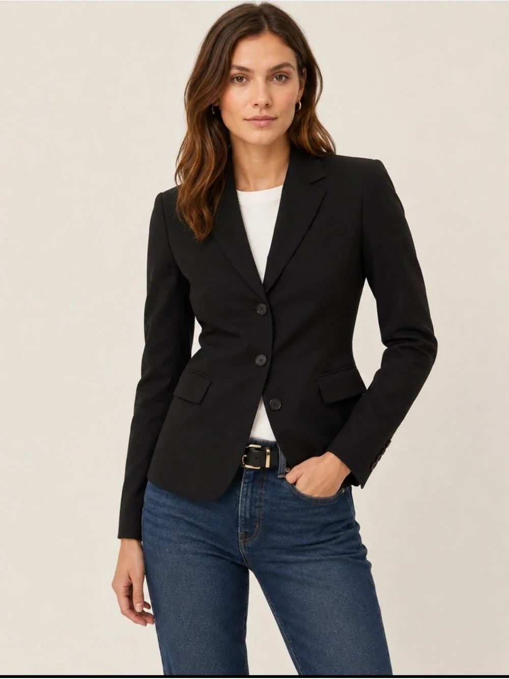 J.Crew  Black Wool Tailored 3-Button Career Blazer Jacket Size 0